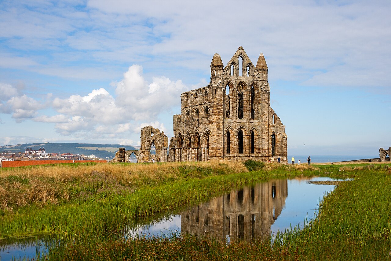 Whitby Abbey in ruin on its cliff above the North Sea.