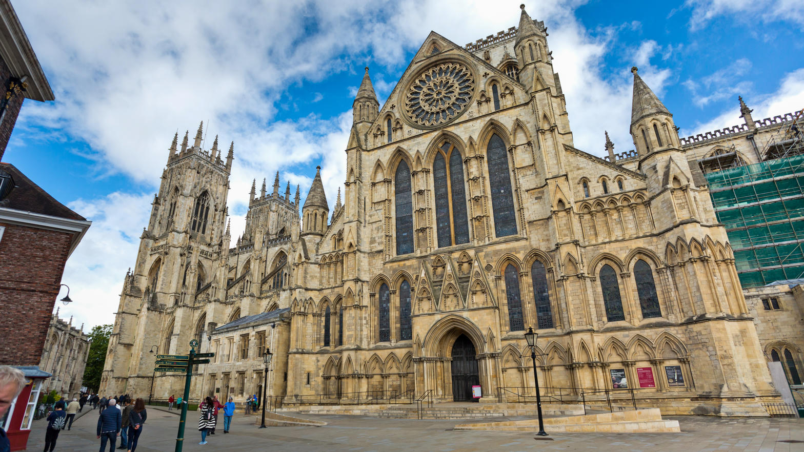 The west front of York Minster, with its rose window and twin towers.